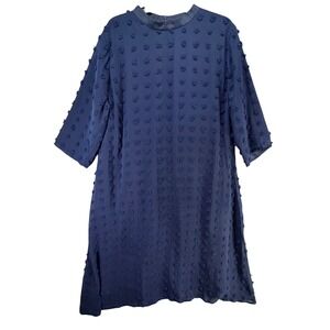 Dainty Jewells Swiss Dots Shift Dress Womens XXXL Blue 3/4 Minimalist Modest